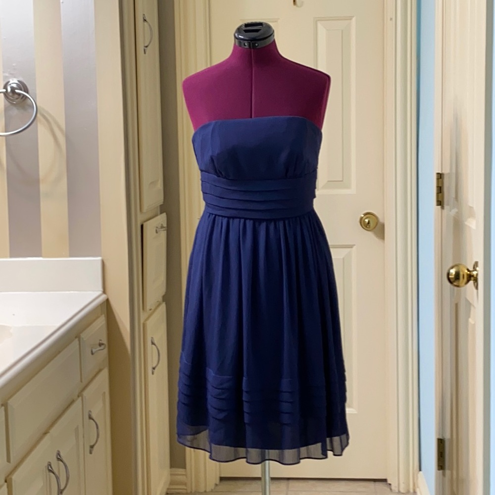Blue strapless summer dress